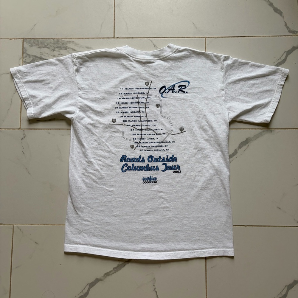 Vintage 2003 O.A.R. Roads Outside Columbus Tour T Shirt Tee Size M White Blue